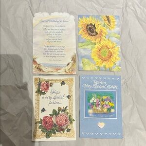 Floral Greeting Card Assorted Pack - Blue, Yellow, Pink, White
